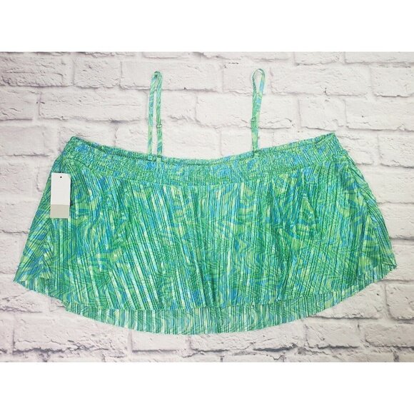 Nordstrom BP Womens Size 2X Green Blue Retro Vibes Crop Top - Picture 3 of 5